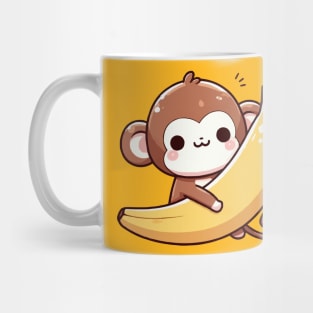 cute little monkey hugging a banana Mug